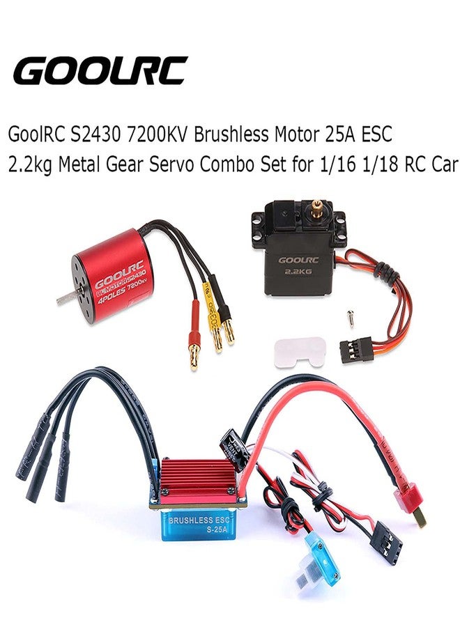 جوليرك مجموعة محرك GoolRC S2430 7200KV بدون فرش، ووحدة تحكم إلكترونية 25 أمبير، ومحرك سيرفو معدني بوزن 2.2 كجم، مناسبة لسيارات التحكم عن بعد بمقياس 1/14 و1/16 و1/18 - Image 4